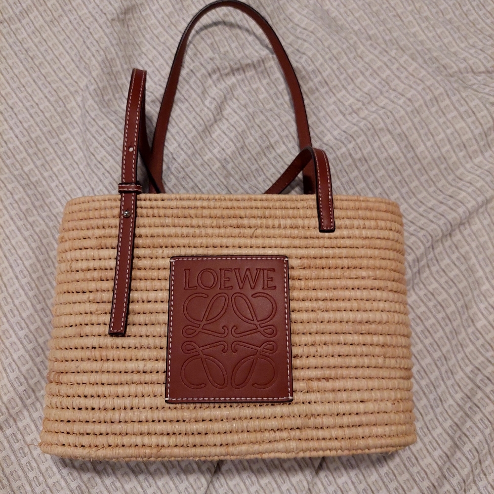 Loewe Ibiza square straw tote